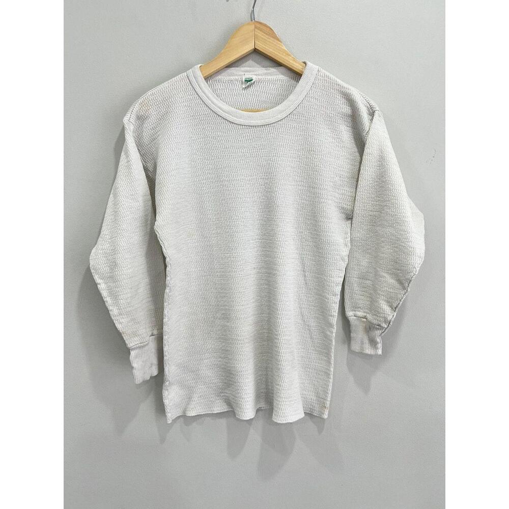 Vintage Thermal Longsleeve Shirt off white hanes